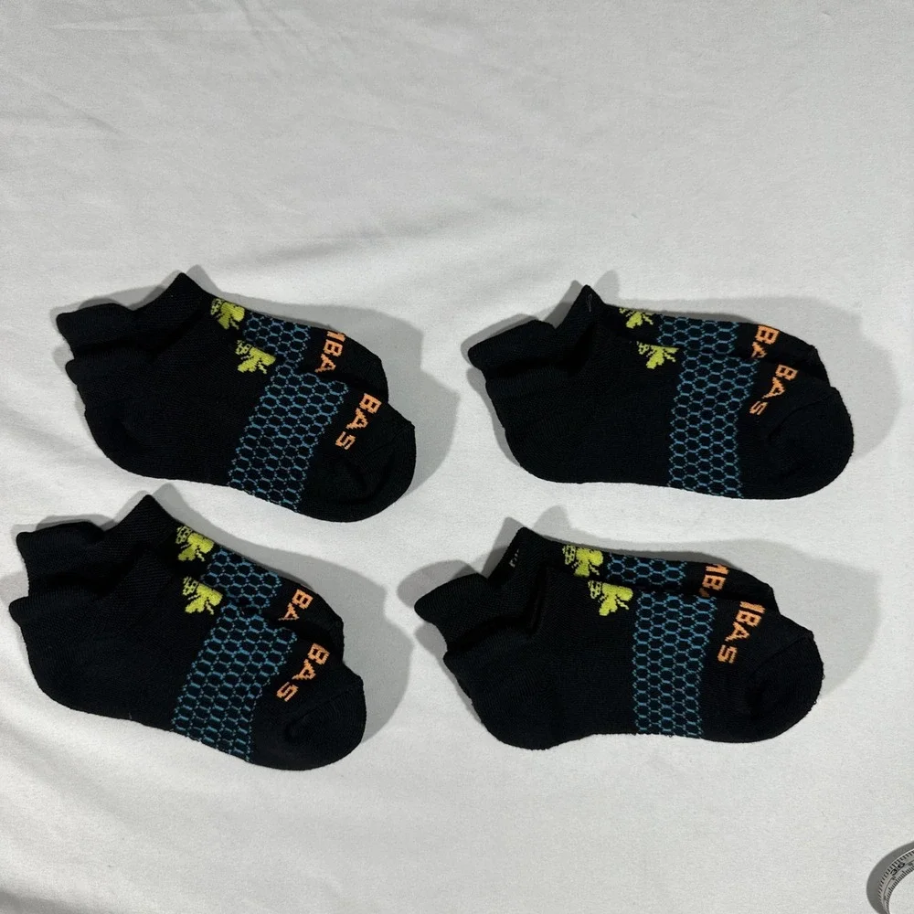 NEW Bombas [ KIDS XS 4-Pack ] Honeycomb Solids Ankle Socks  in Black‎ #T2148